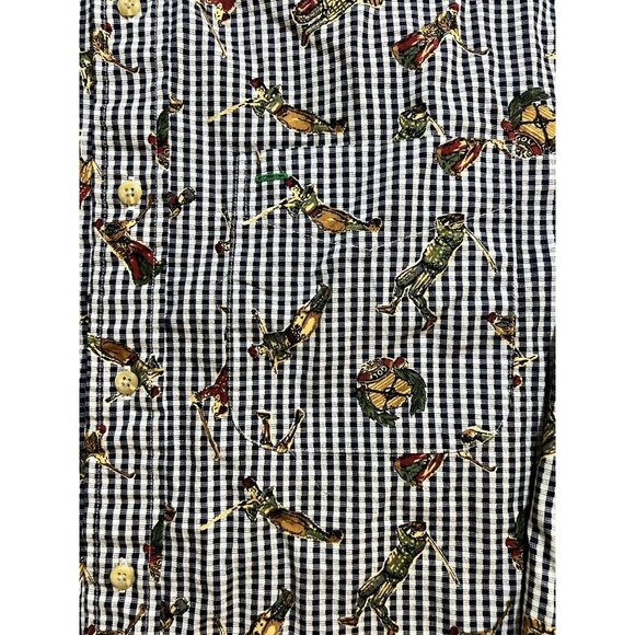 Vintage 90s Tommy Hilfiger All Over Golfer Print Button Down Shirt S Long Sleeve - Picture 2 of 8